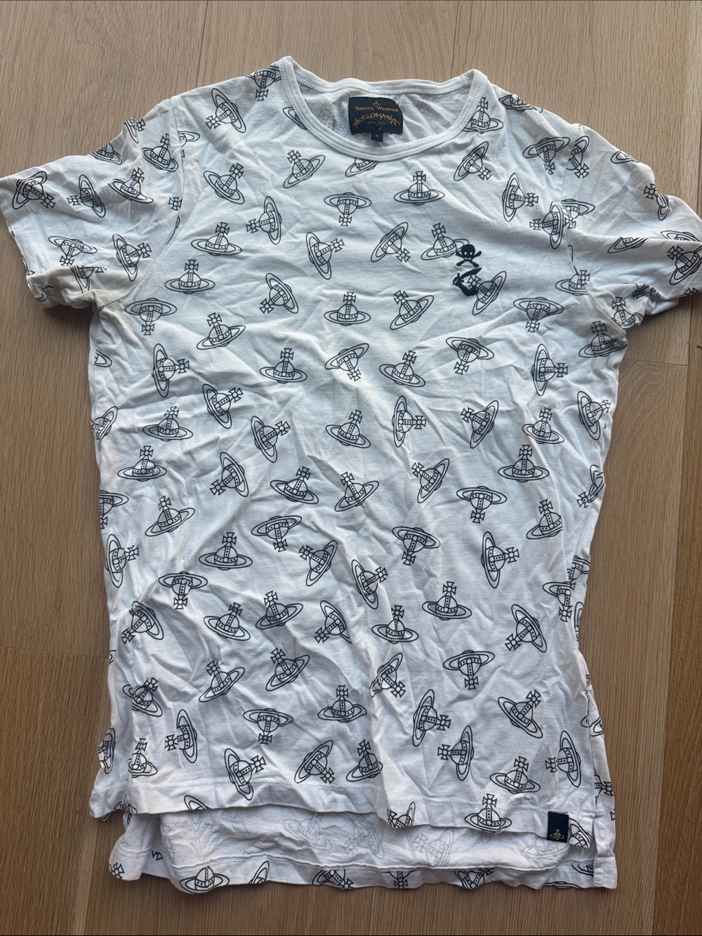 Vivienne Westwood Kids White T-Shirt with Black Orb Print